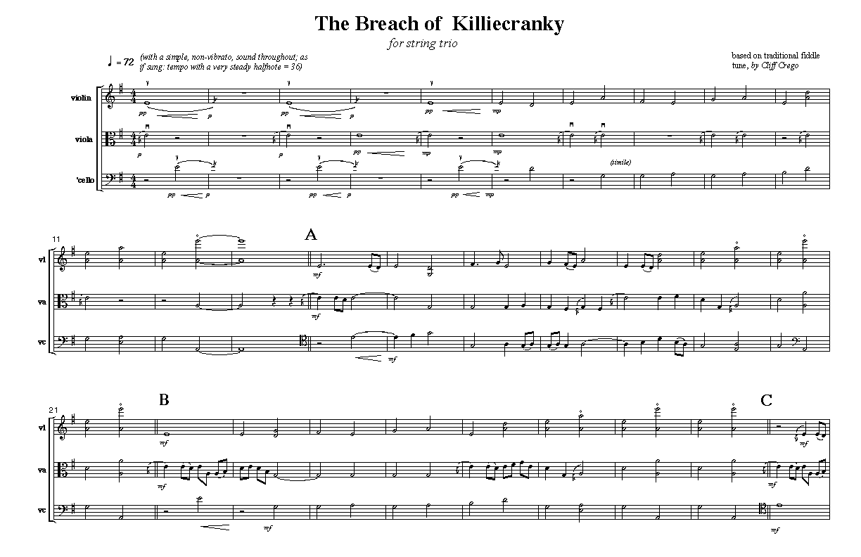 Page 1 of Killiecranky for string trio