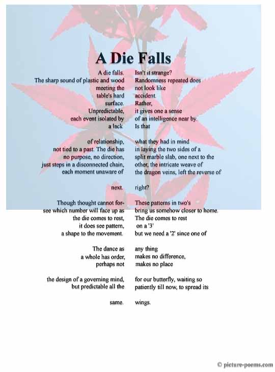 Picture/Poem Poster: A Die Falls