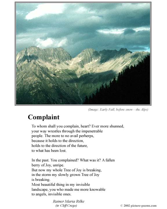 P/P Poster: Complaint (Rilke tr. Crego)