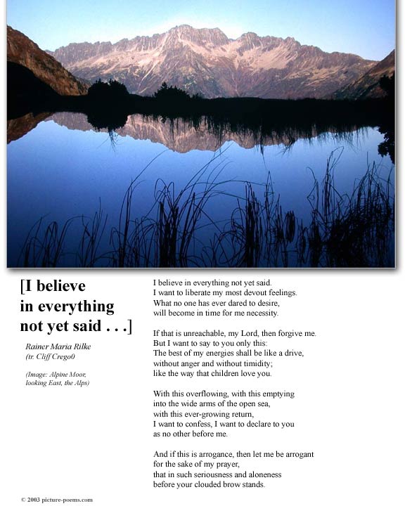 Poster: I believe . . . (Rilke tr. Crego)
