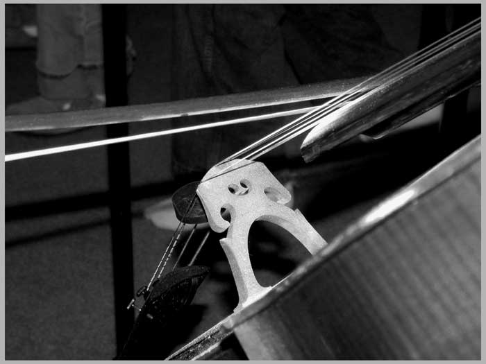 'cello bridge, bow-on-string