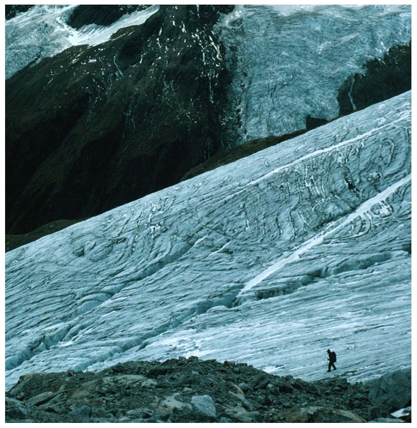 glacier descent, the alps
