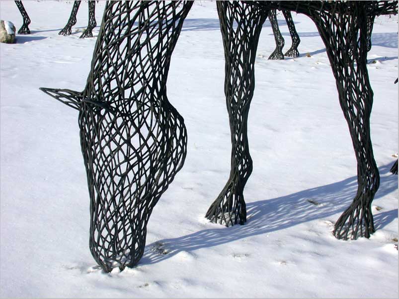 wire horse in snow