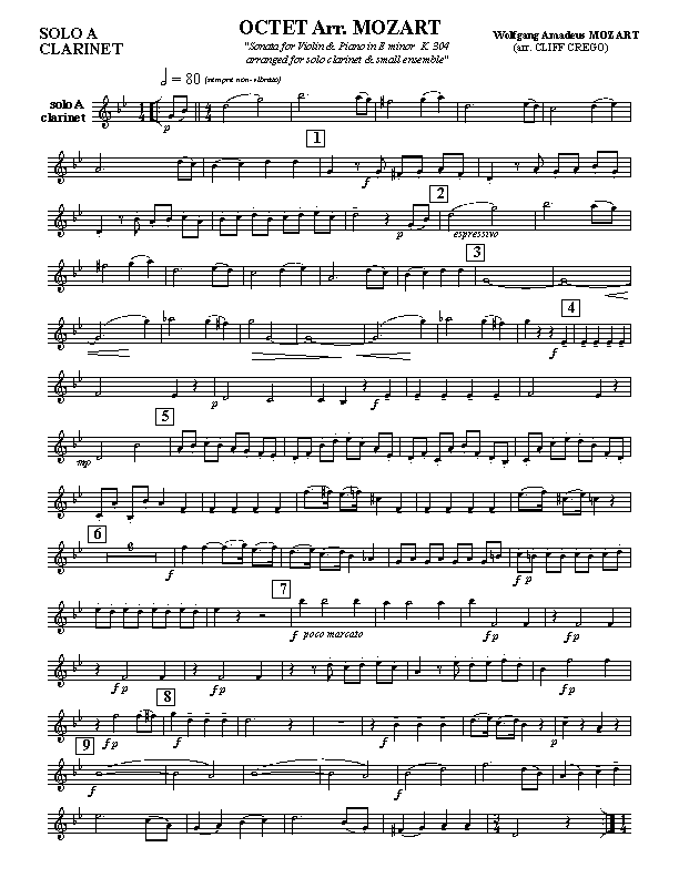 Page 1 OCTET | arr. MOZART A clarinet solo