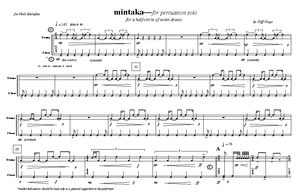 Page 1 of Mintaka: solo percussion