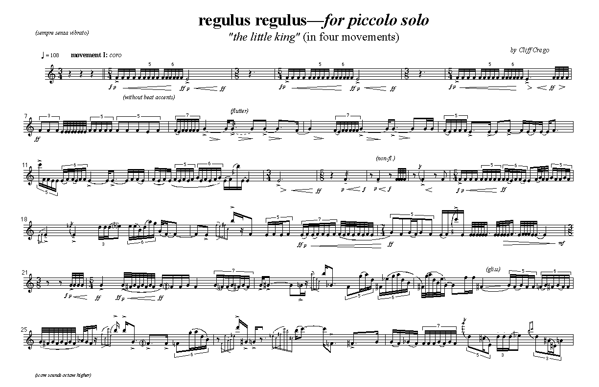 Page 1 of regulus—for piccolo solo