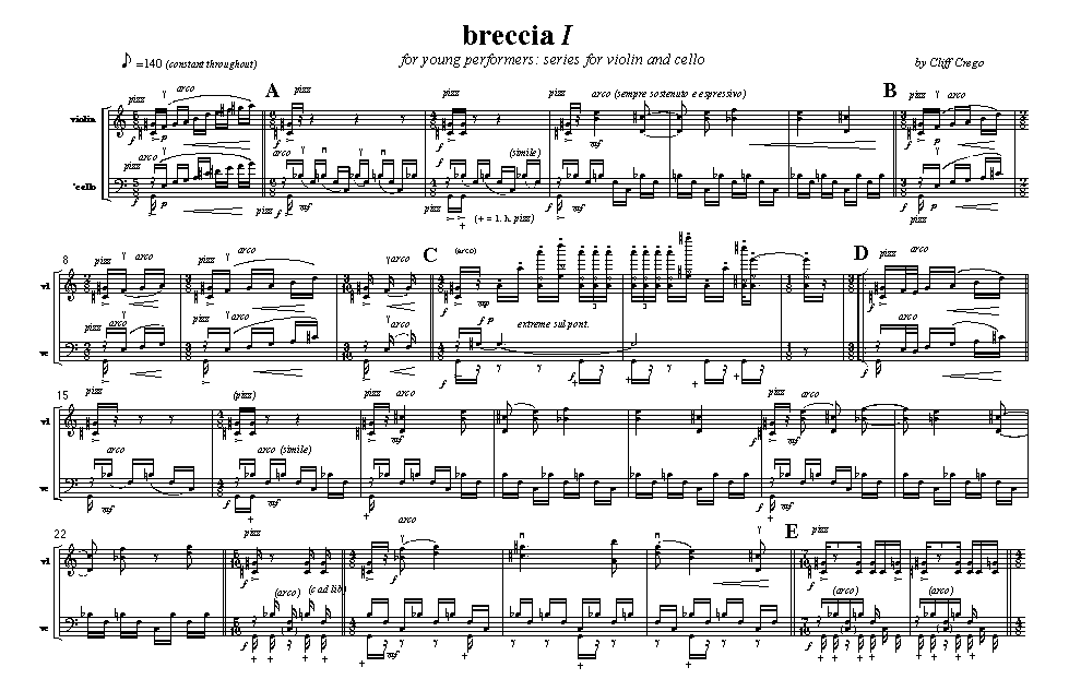 Page 1 of  Breccia I : for violin and cello
